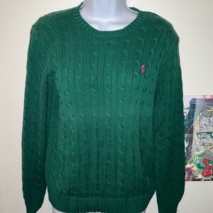 Ralph Lauren Green Cable Knit Sweater
